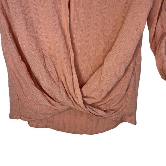 Love Tree Peach 3/4 Sleeve Kimono Wrap Boho V-Neck Blouse - Picture 5 of 8